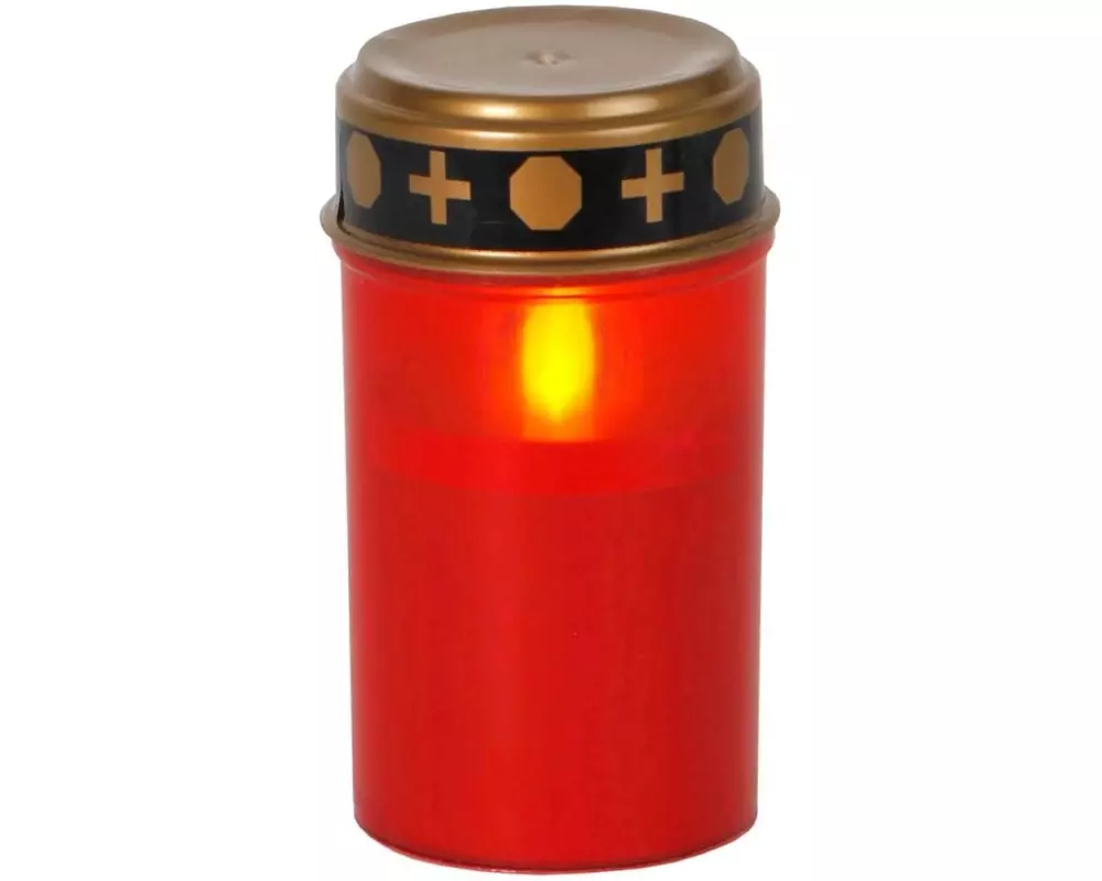 Dameco LED Grabkerze rot mit Dämmerungsschalter (Sensor)