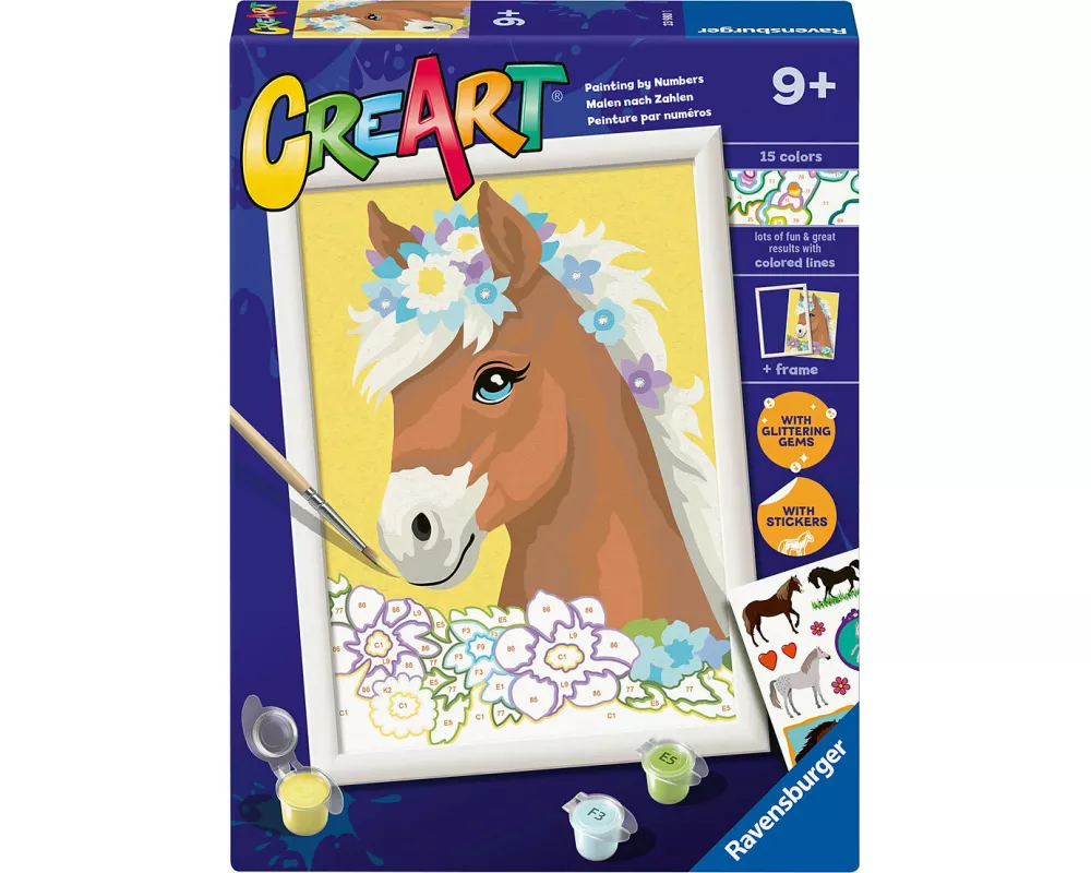 CreArt - Malen nach Zahlen - Horse with flowers