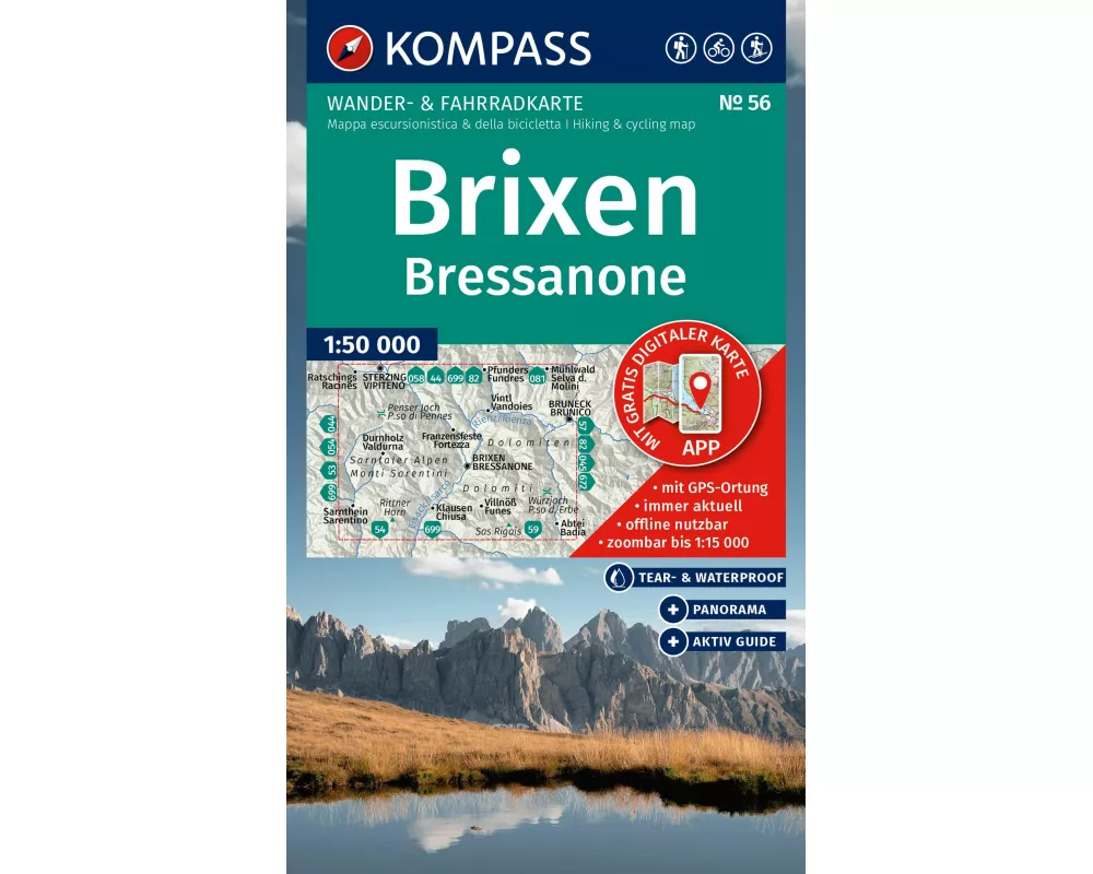KOMPASS Wanderkarte 56 Brixen / Bressanone 1:50.000
