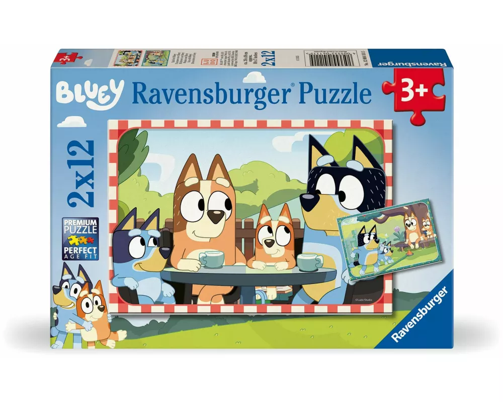 Kinderpuzzle 2x12 Teile - Bluey - Familienzeit