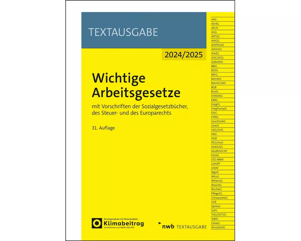 Wichtige Arbeitsgesetze