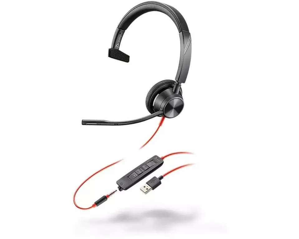 Poly Headset Blackwire 3315 MS USB-A, Klinke, Schwarz