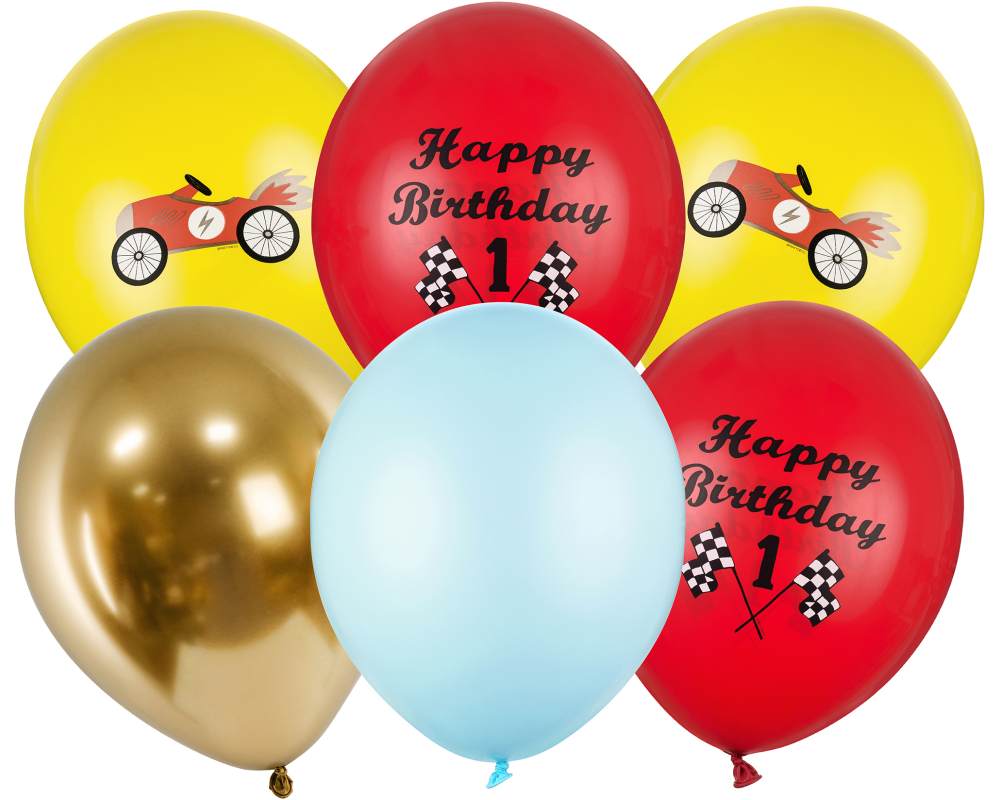 PARTYDECO Ballons 30cm SB14P3000006 Autos 6 Stück