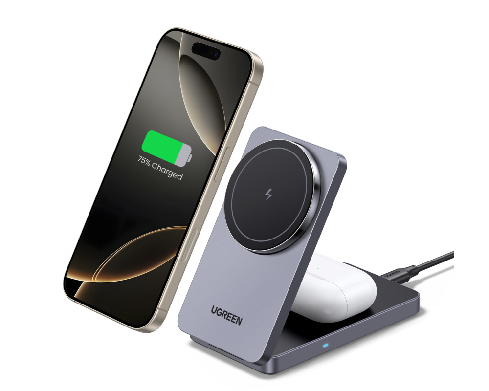 UGREEN Wireless Charger 2in1 ,20W 45056 iPhone, AirPods, Gray