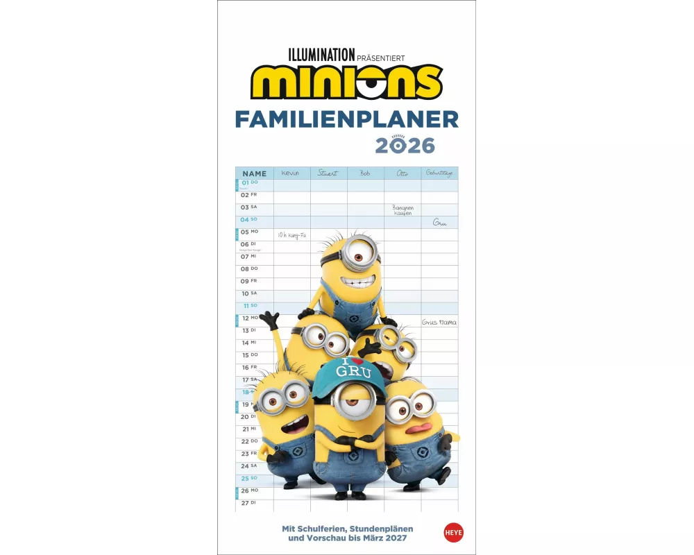 Minions Familienplaner 2026