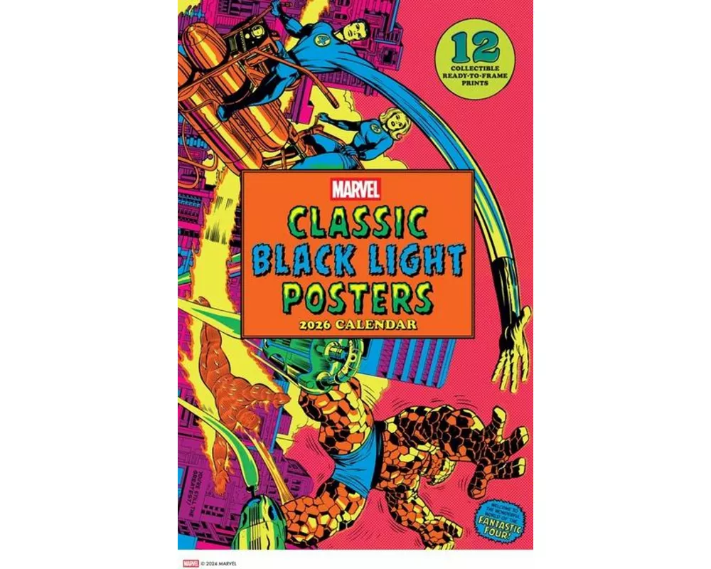 Marvel Classic Black Light 2026 Poster Calendar with 12 Frameable Prints