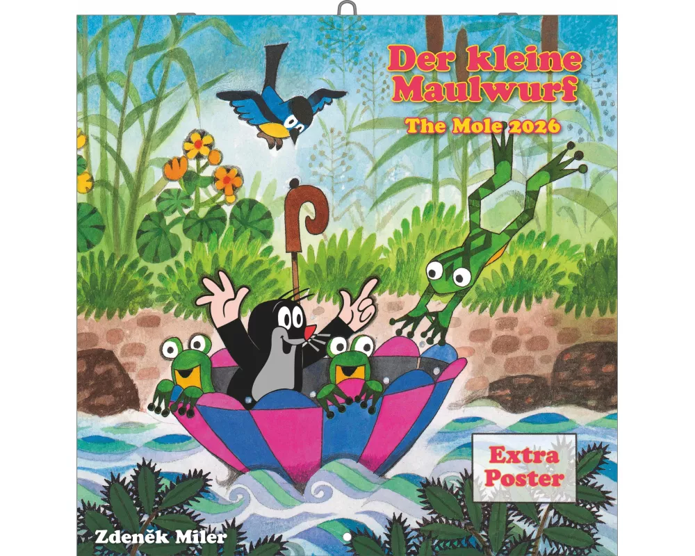N Neumann - Der kleine Maulwurf 2026 – Broschürenkalender 30x30 cm (offen 30x60 cm) mit 12 Monatsblättern, 6-sprachigem Kalendarium & Poster, Kinderka