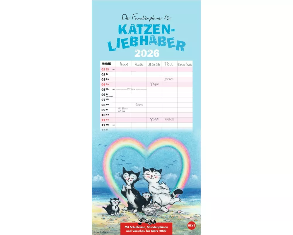 Jacob Familienplaner für Katzenliebhaber 2026