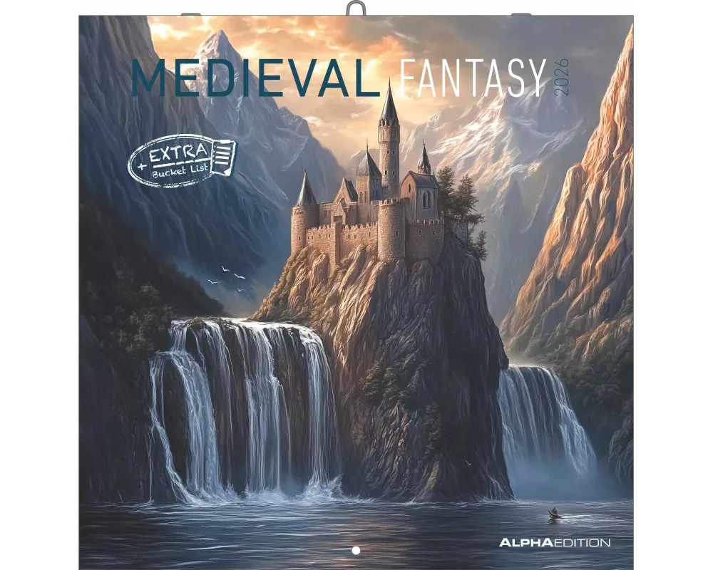 Alpha Edition - Medieval Fantasy 2026 – Wandkalender 30×30 cm mit mittelalterlichen & fantastischen Motiven, 6-sprachiger Broschürenkalender für Mitte