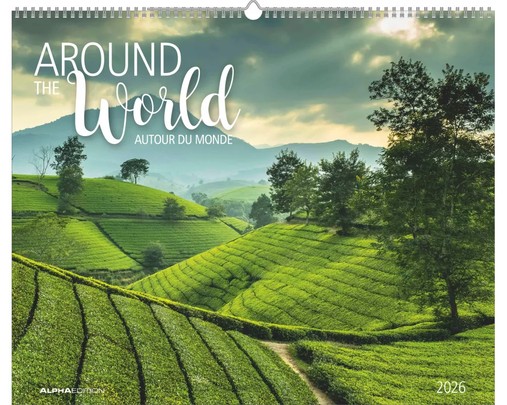 Alpha Edition - Around the World 2026 – Wandkalender 52×42,5 cm mit 12 Reise- & Landschaftsmotiven, dekorativer Monatskalender für Weltenbummler, Natu