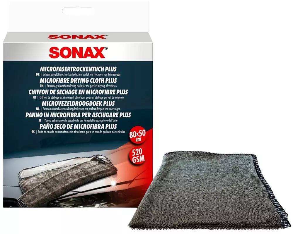 Sonax Microfaser Trocken Tuch Plus, 80 × 50 cm, 1 Tuch