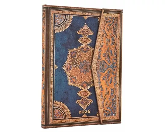 2026 Safavid Indigo (Safavid Binding Art) Midi 12-month Verso Hardcover Flexi Dayplanner 2026 (Wrap Closure)