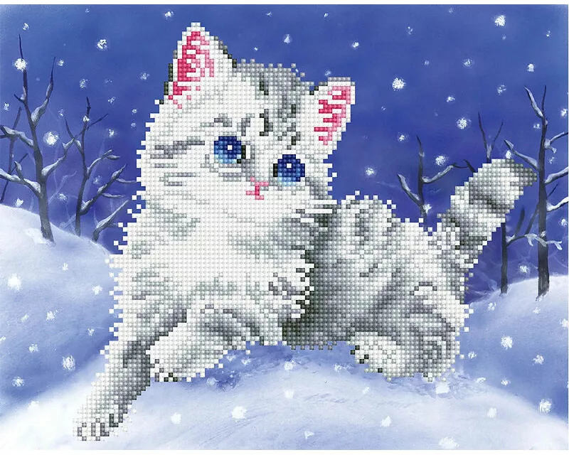 Diamond Painting Katze im Schnee