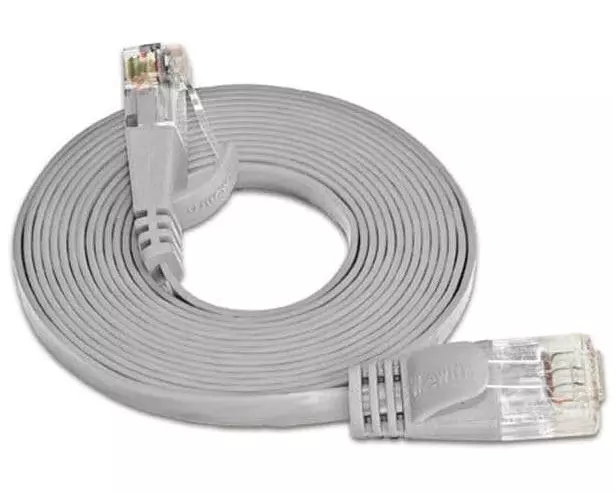 SLIM Slimpatchkabel RJ-45 - RJ-45, Cat 6, UTP, 0.75 m, Grau