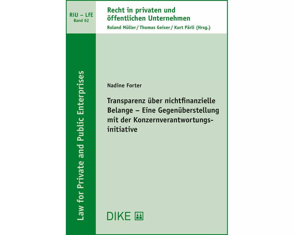 Transparenz über nichtfinanzielle Belange - Eine Gegenüberstellung mit der Konzernverantwortungsinitiative
