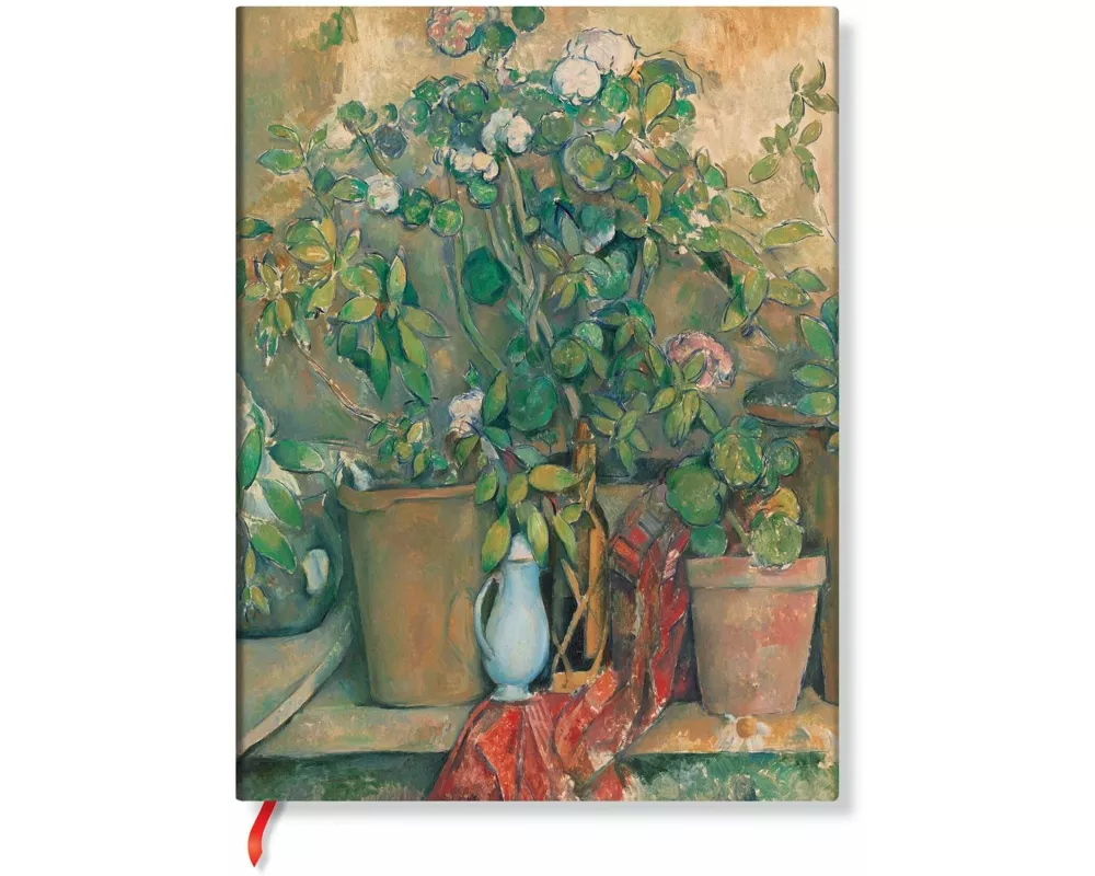 Cezanne's Terracotta Pots and Flowers Ultra Lined Hardback Journal (Elastic Band Closure)