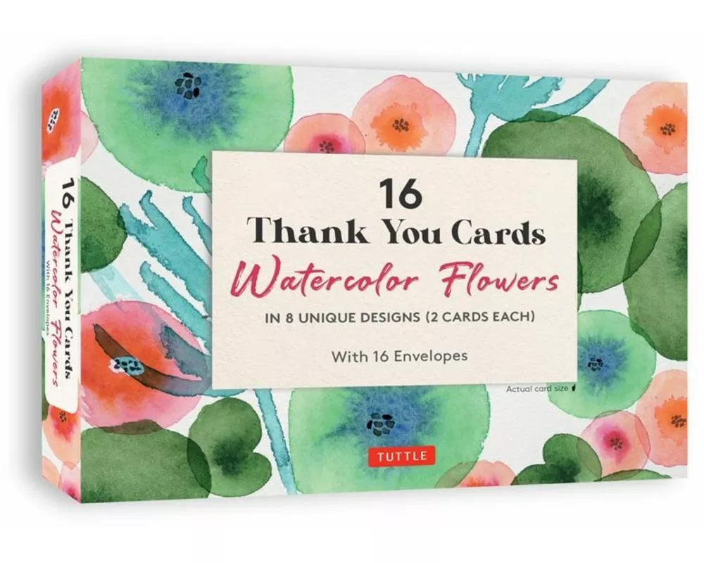 16 Thank You Cards Watercolor Flowers
