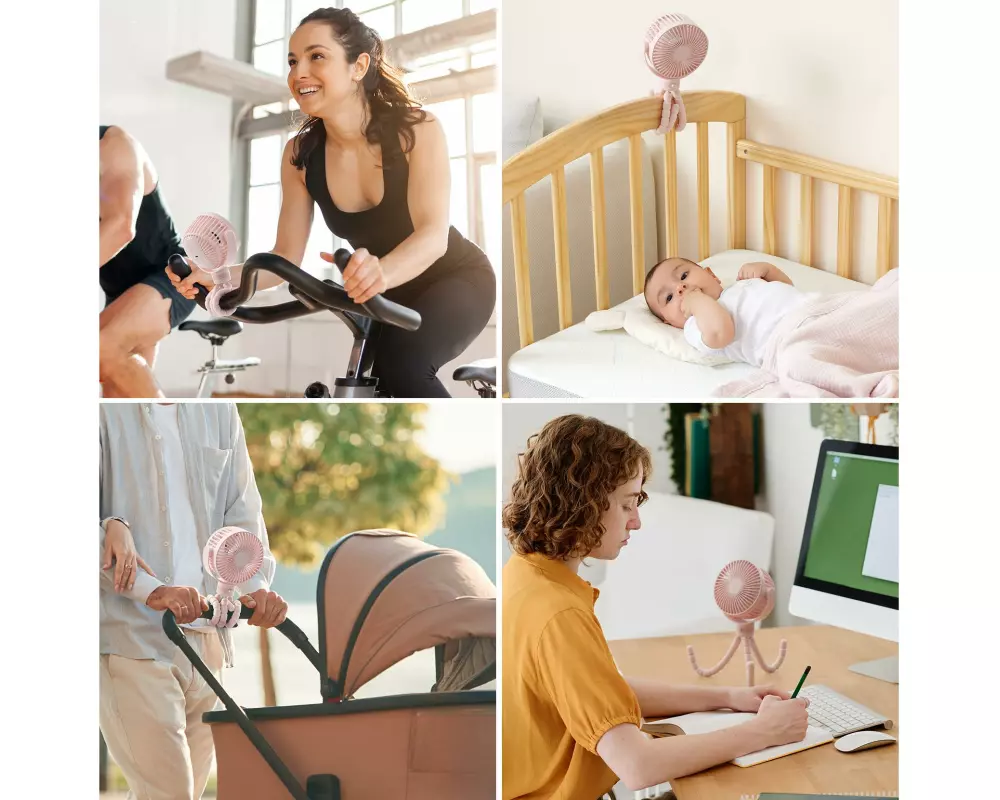momcozy Tragbarer Kinderwagenventilator PNK Tragbar, Mini, Rosa