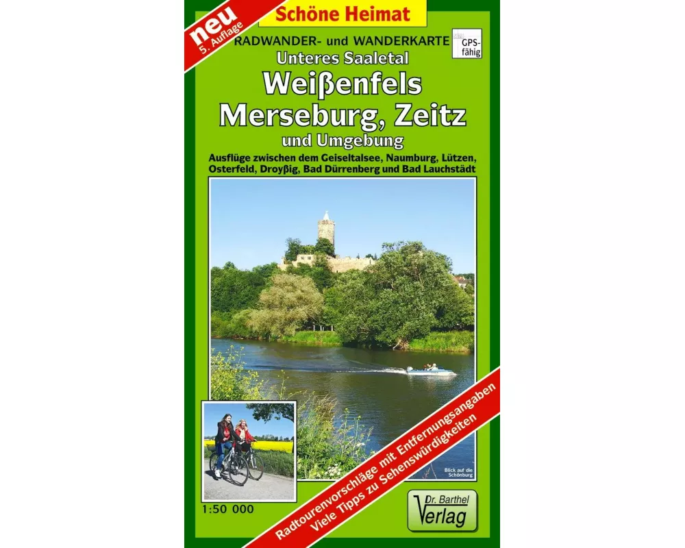 Radwander- und Wanderkarte Unteres Saaletal, Weißenfels, Merseburg, Zeitz und Umgebung