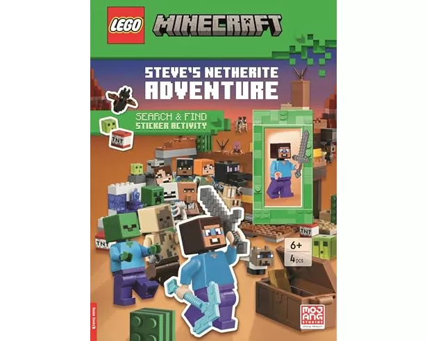 LEGO Minecraft: Steve's Netherite Adventure Search & Find Sticker Activity (with Steve minifigure and sword)