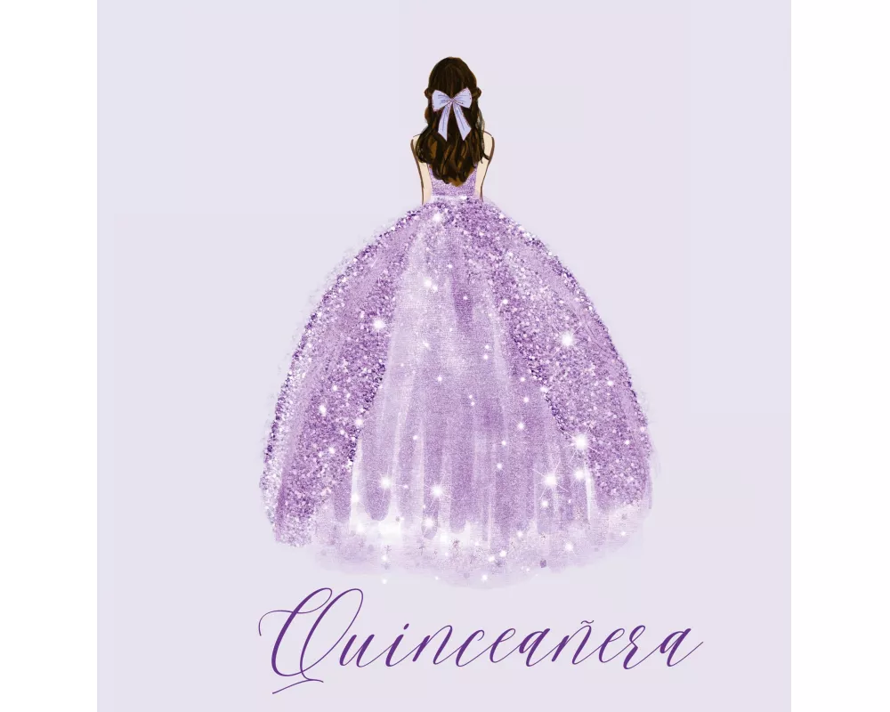 Quinceanera Guest Book with purple dress (hardback)