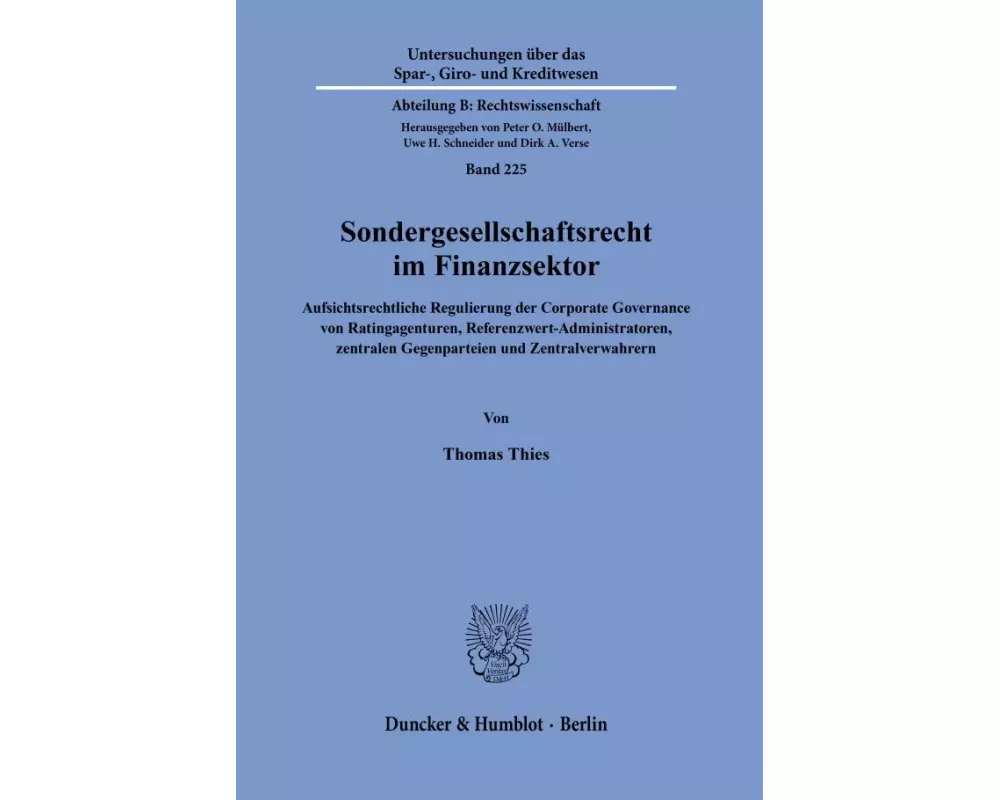 Sondergesellschaftsrecht im Finanzsektor
