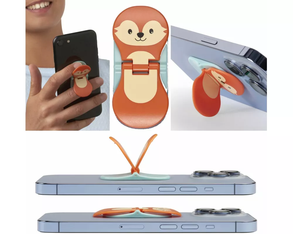 zipgrips Fuchs - 2 in 1 Handy-Griff & Aufsteller - Sicherer Griff - Halter für Smartphones - Perfekte Selfies - Ideal für Videos