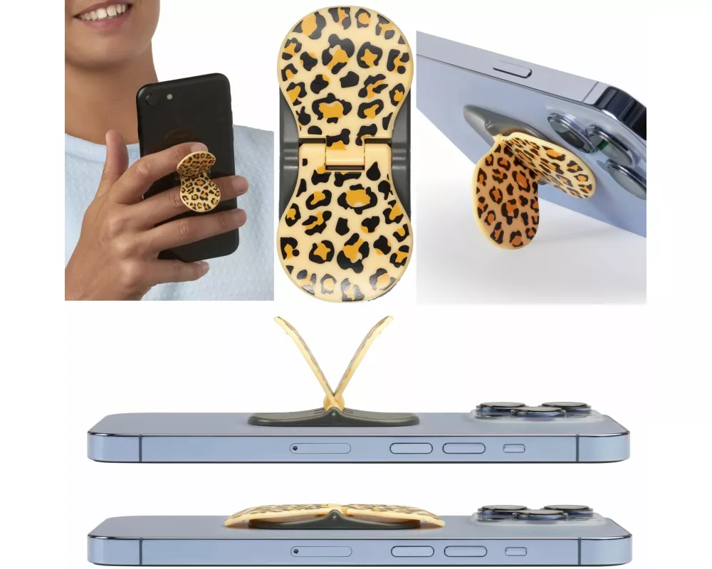 zipgrips Leopard - 2 in 1 Handy-Griff & Aufsteller - Sicherer Griff - Halter für Smartphones - Perfekte Selfies - Ideal für Video