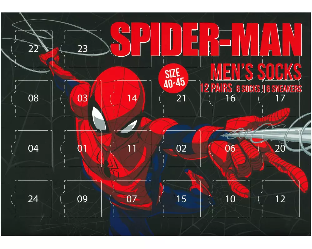 Dreams and Fantasy Adventskalender Socken Spiderman, Grösse 40-45, 12 Paare