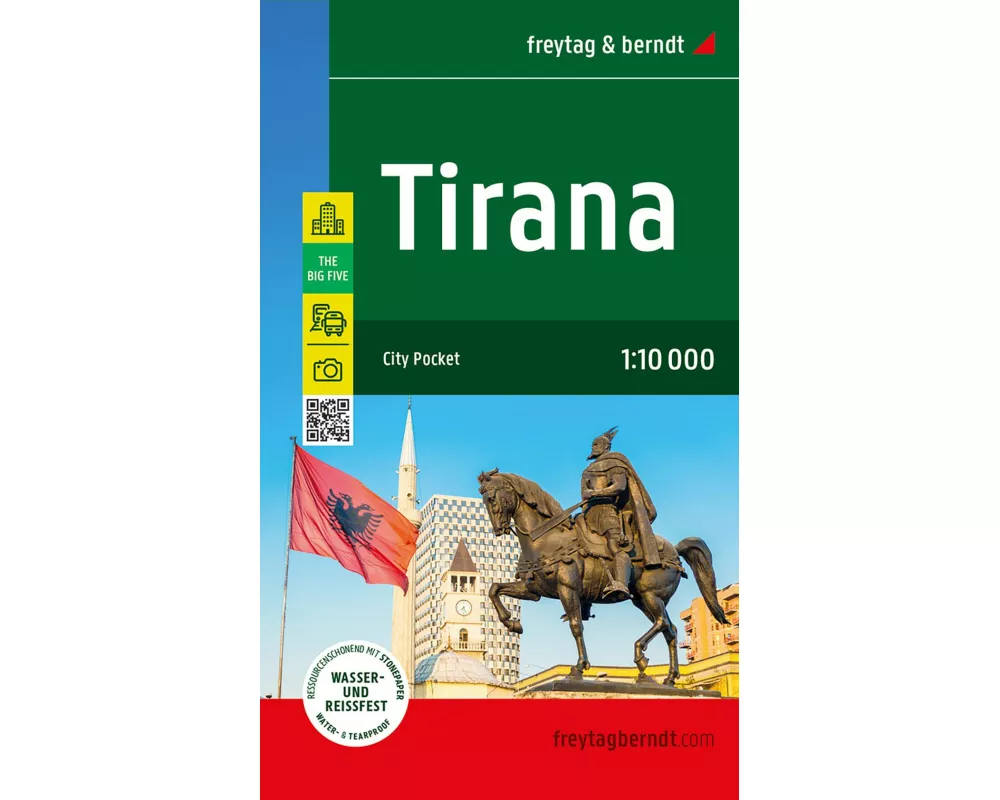 Tirana, Stadtplan 1:10.000, freytag & berndt