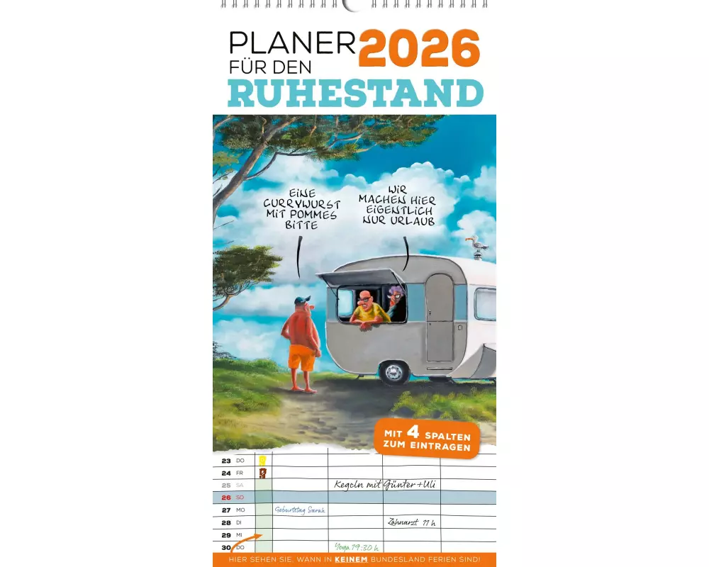Planer für den Ruhestand 2026: 4 Spalten für jeden Monat