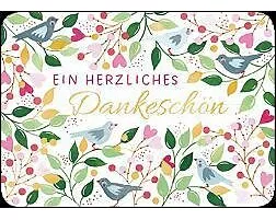 Postkarte / Dankeschön (Blätter und Vögel) / quer