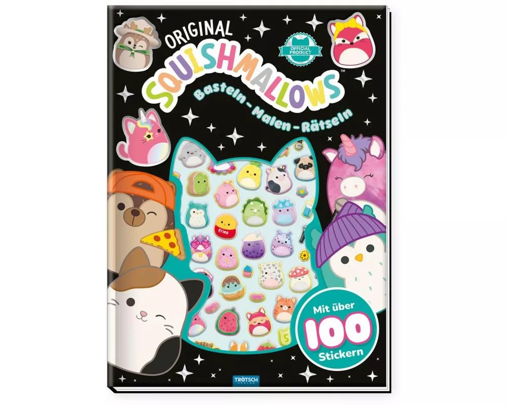 TRÖTSCH - Bastelbuch mit Stickern Original Squishmallows |Basteln Malen Rätseln mit Stickern | Ab 6 Jahren