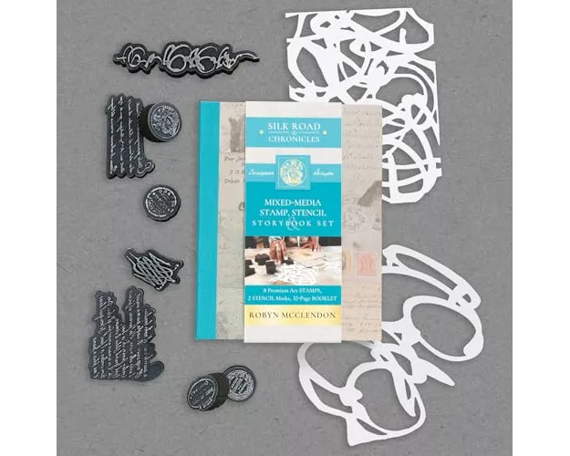 Mixed-Media Stamp, Stencil, and Storybook Set European Scripts