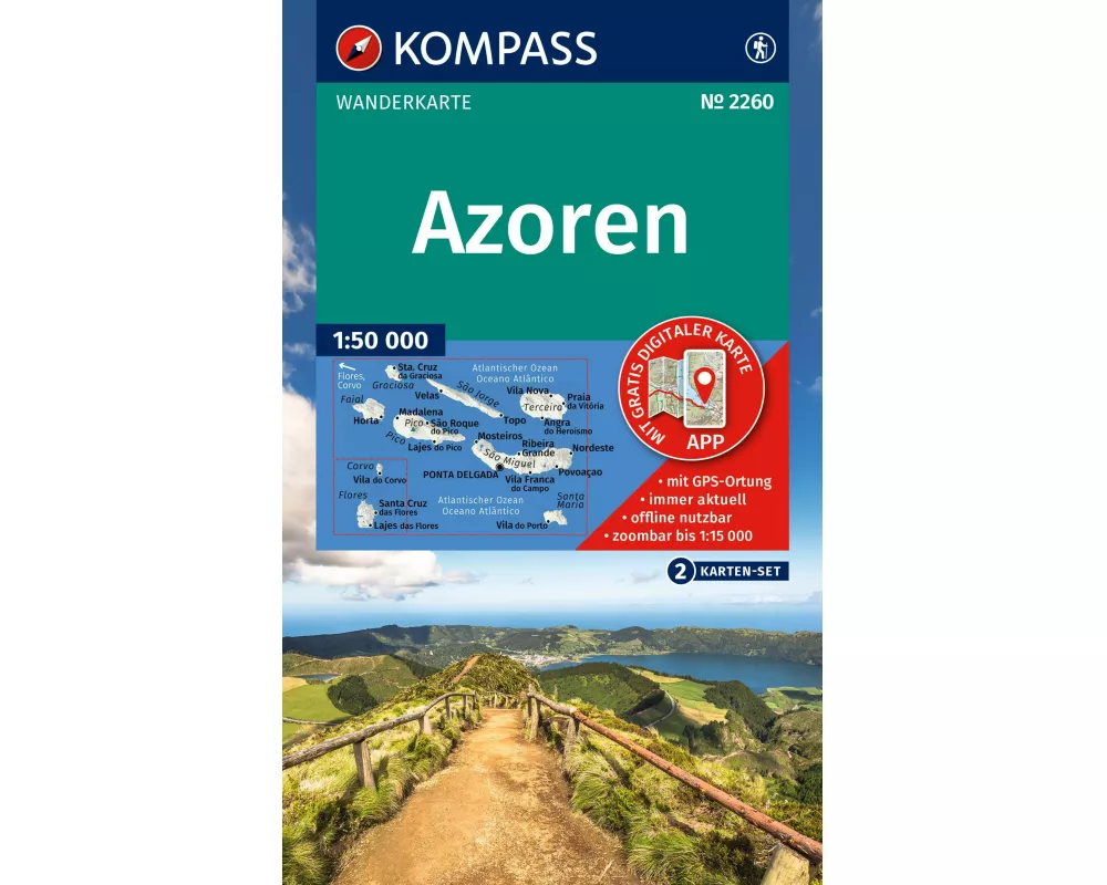 KOMPASS Wanderkarten-Set 2260 Azoren (2 Karten) 1:50.000