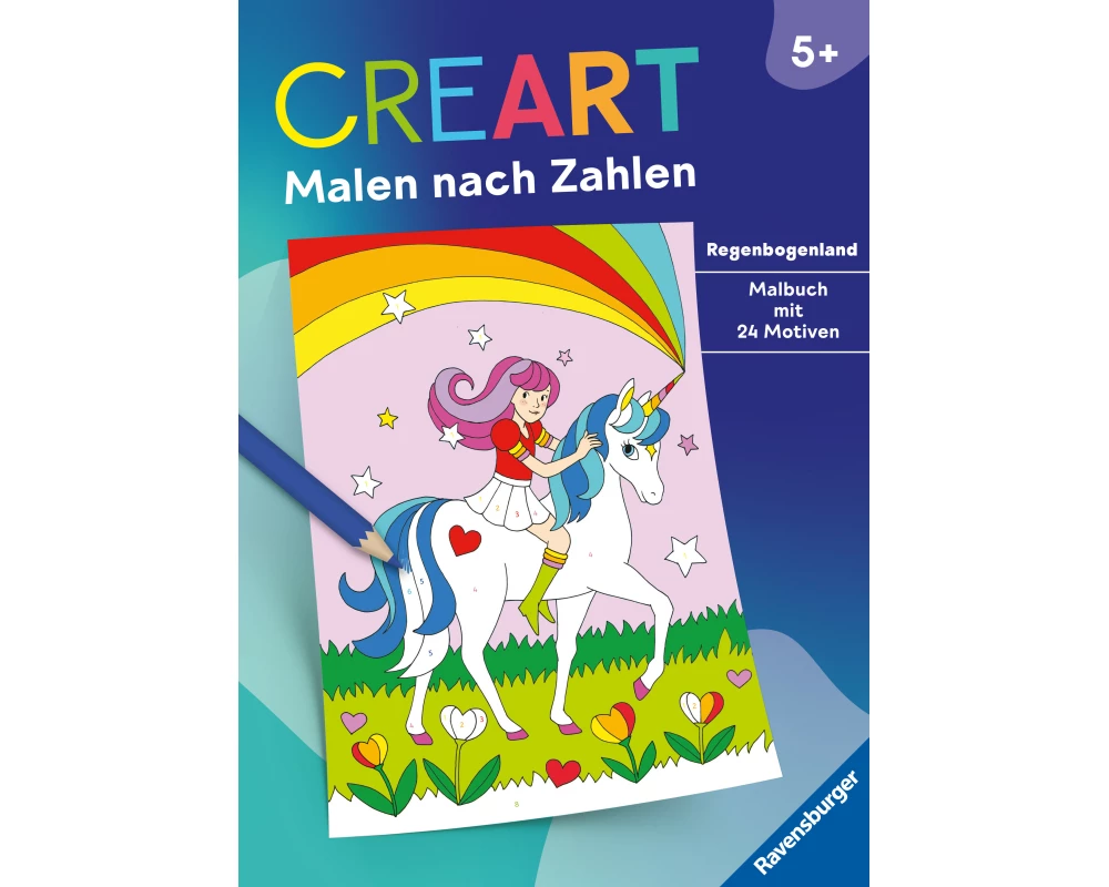 CreArt Malen nach Zahlen ab 5: Regenbogenland