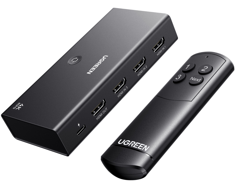 UGREEN HDMI Switch 3 In 1 Out 4K 55857 In 3×HDMI, 1×IR, Out 1×HDMI