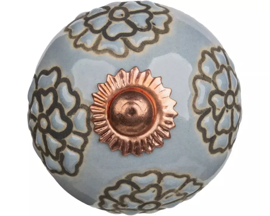 Tranquillo Möbelgriff handgemacht, Ø 4 cm, Blau/Kupfer