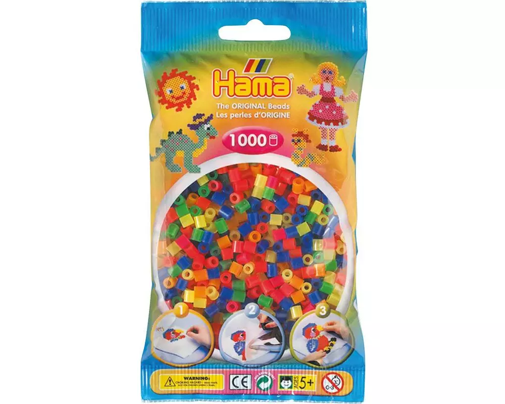 Hama Bügelperlen neon mix, 1000 Stk Mehrfarbig