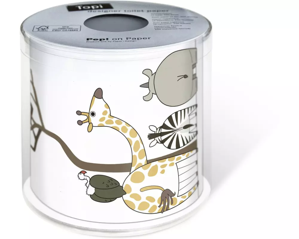 Paper + Design Toilettenpapier Animals Rollen, 3-lagig, Mehrfarbig