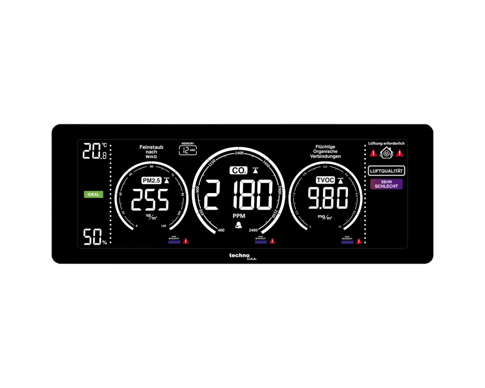 Technoline Luftgütemonitor WL 1035, Thermo-Hygro, PM2.5, TVOC, CO2