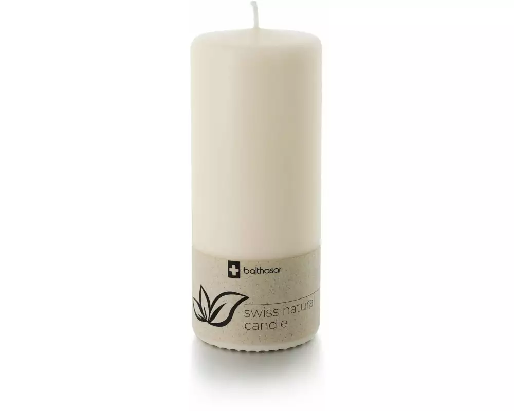 balthasar Zylinderkerze Swiss Natural Candle 19 x 8 cm Alt Weiss