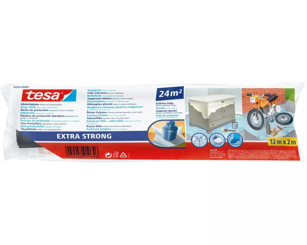 tesa Abdeckfolie extra stark 12 m x 2 m transparent
