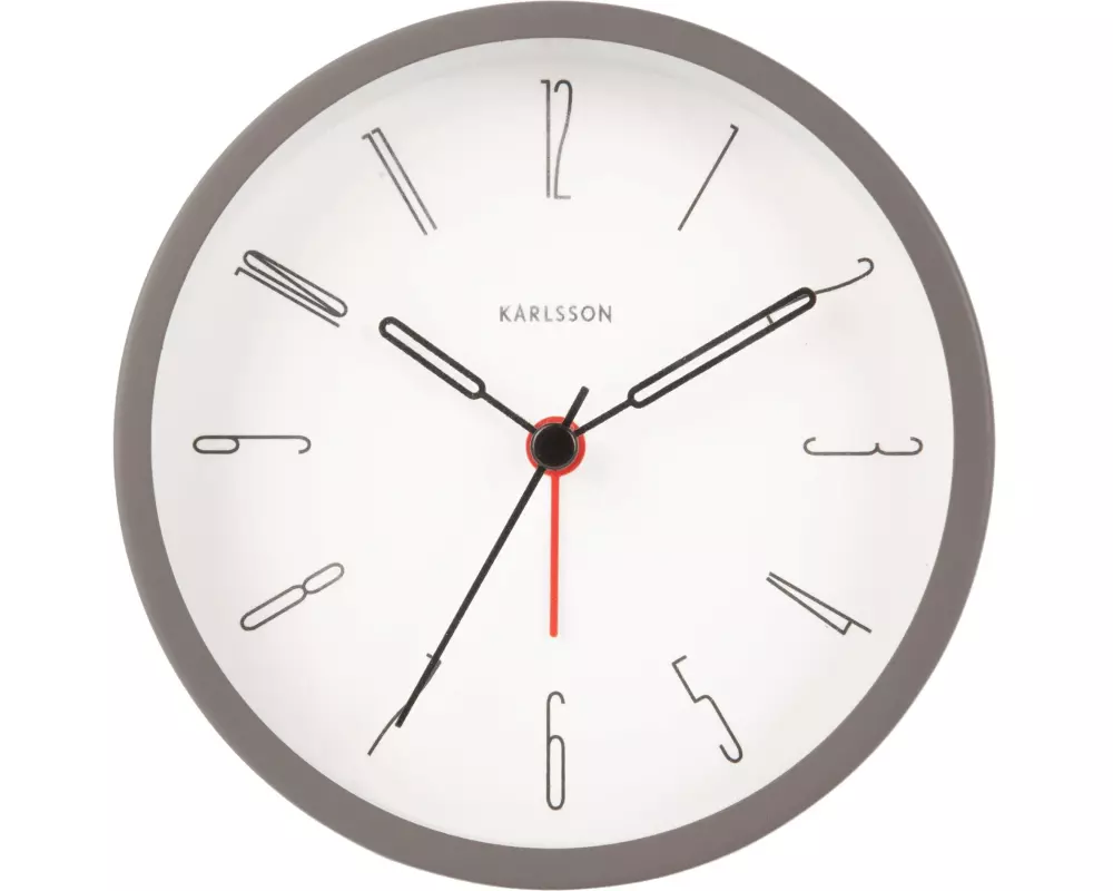 KARLSSON Klassischer Wecker Belle Numbers 11 cm, Grau