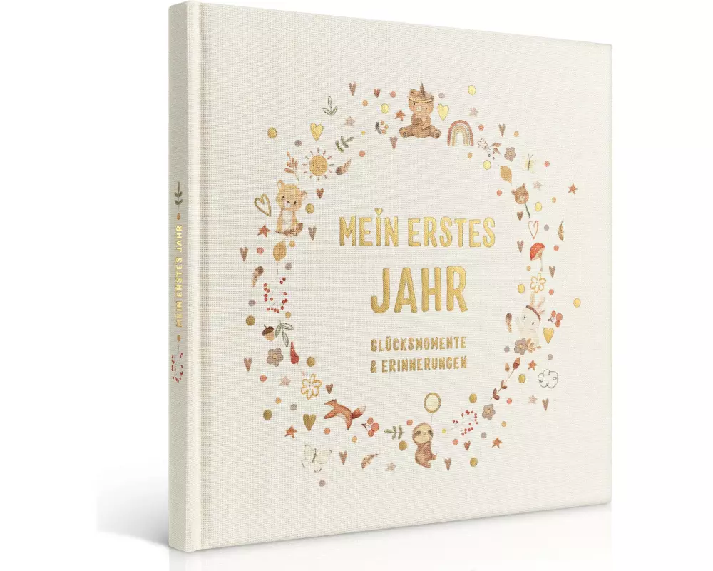 Eulentaler Babyalbum Boho Gold Leinen, 92 Seiten