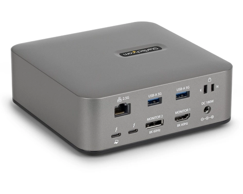 StarTech.com 215UE-TB5USB4DOCK laptop dock/port replicator Kabelgebunden Thunderbolt 5 Grau