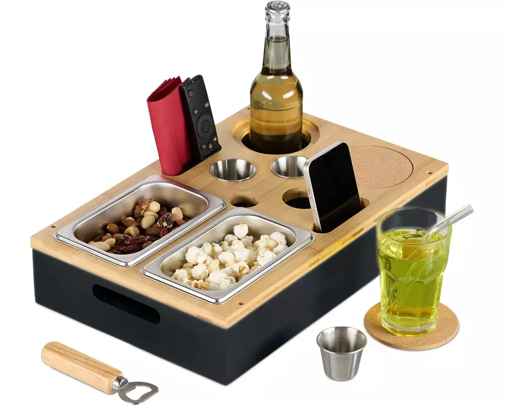 relaxdays Serviertablett Schwarz/Braun