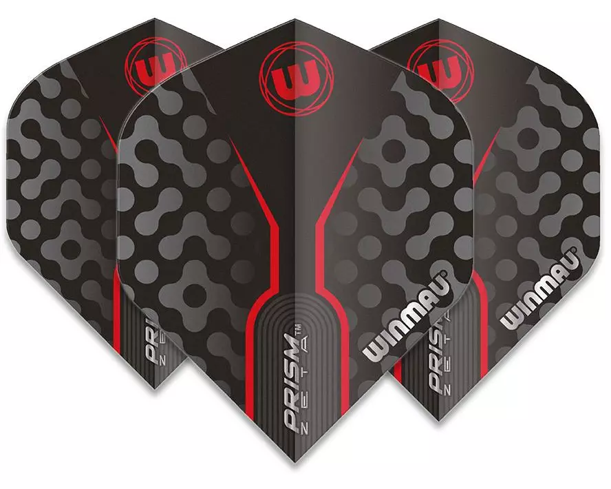 Winmau Dartflight Prism Zeta, Schwarz / Rot, 3 Stück