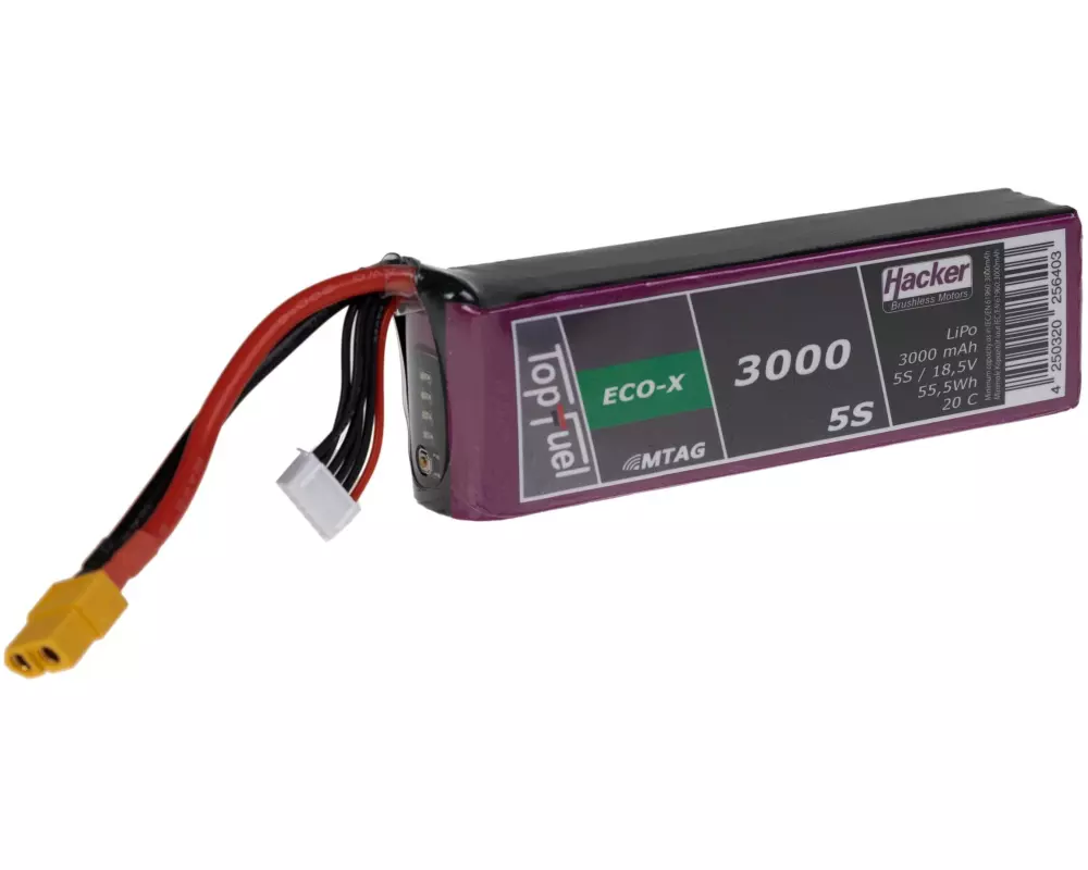 Hacker RC-Akku LiPo 3000 mAh 18.5 V 20C TopFuel ECO-X MTAG