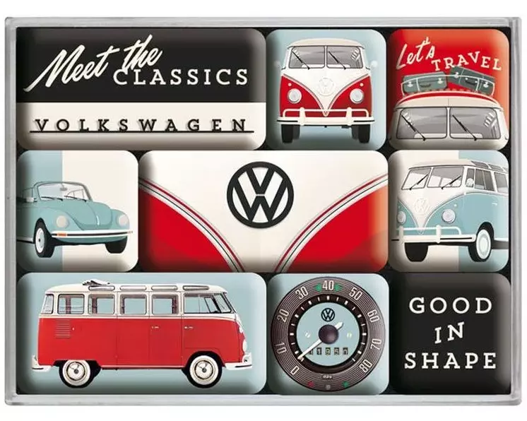 Nostalgic Art Magnet-Set VW 9 Stück, Mehrfarbig